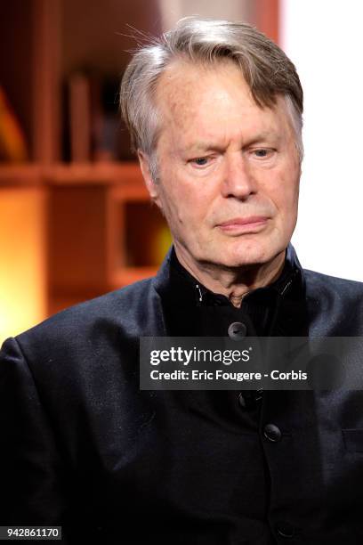 Writer J.M.G. Le Clezio poses during Tv talk show " La Grande Librairie" on France 5 presented by Francois Busnel in Paris, France on .