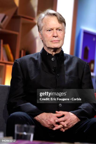 Writer J.M.G. Le Clezio poses during Tv talk show " La Grande Librairie" on France 5 presented by Francois Busnel in Paris, France on .