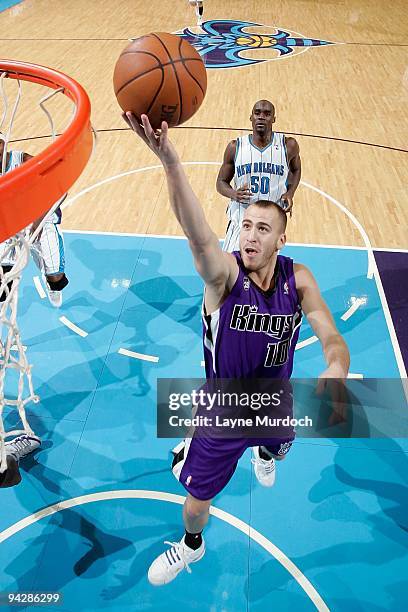 Sergio Rodriguez of the Sacramento Kings goes to the basket against the New Orleans Hornets during the game on December 8, 2009 at the New Orleans...
