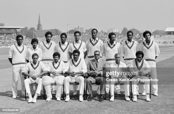 The West Indies team before the Prudential World Cup match between Pakistan and West Indies at Edgbaston, Birmingham, 11th June 1975. : Gordon...
