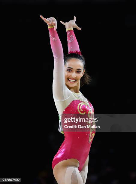 Farah Ann Abdul Hadi of Malaysia competes on the floor in the Women's Individual All-Around Final during Gymnastics on day three of the Gold Coast...