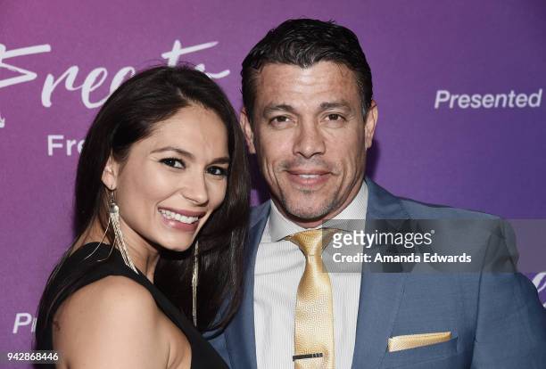 Actress Christiana Leucas and actor Al Coronel attend the premiere of the AltaMed "Free To Be" sexual health campaign at the Target Terrace Lounge on...