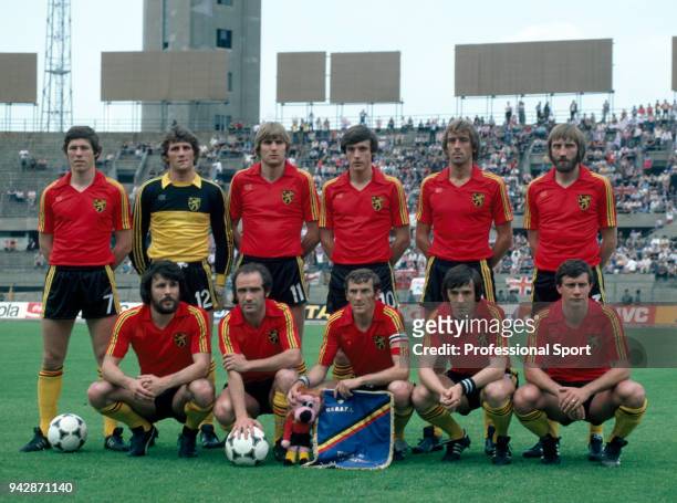 Belgium line up for a group photo before the UEFA Euro 1980 group match between Belgium and England at the Stadio Comunale on June 12, 1980 in Turin,...