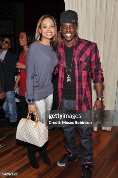 Actress Demetria McKinney and actor Lance Gross attend the "Meet The Browns" and "House Of Payne" wrap party at Ten Pin Alley at Atlantic Station on...