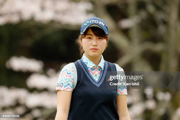 Hikari Tanabe of Japan on the 8th hole during the final round of the Hanasaka Ladies Yanmar Golf Tournament at Biwako Country Club on April 6, 2018...