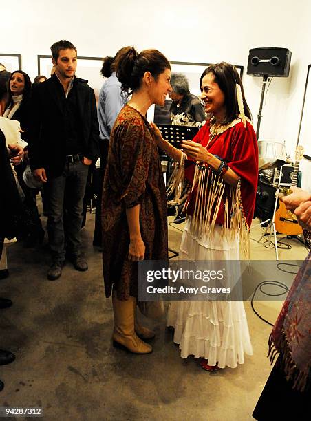 Actress Marisa Tomei receives a blessing from Eagle Woman at the Katey Brunini Winter Warrior Show presented by ROSEARK on December 10, 2009 in West...