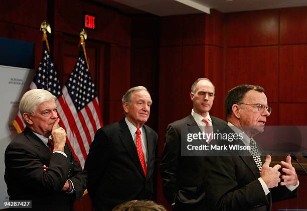 Sen. Christopher Dodd , Sen. Tom Harkin , Sen. Robert Casey and Sen. Paul Kirk participate in a news conference on health care reform on Capitol Hill...