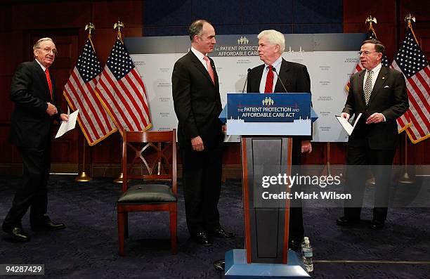 Sen. Tom Harkin , Sen. Robert Casey , Sen. Christopher Dodd , and Sen. Paul Kirk participate in a news conference on health care reform on Capitol...