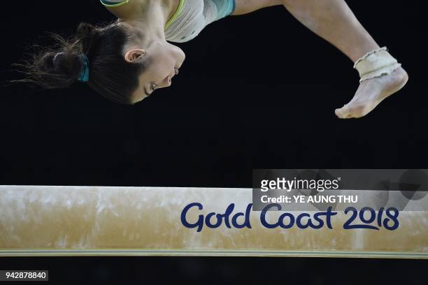 Australia's Georgia Godwin competes on the floor exercise during the women's individual all-around final in the artistic gymnastics event during the...