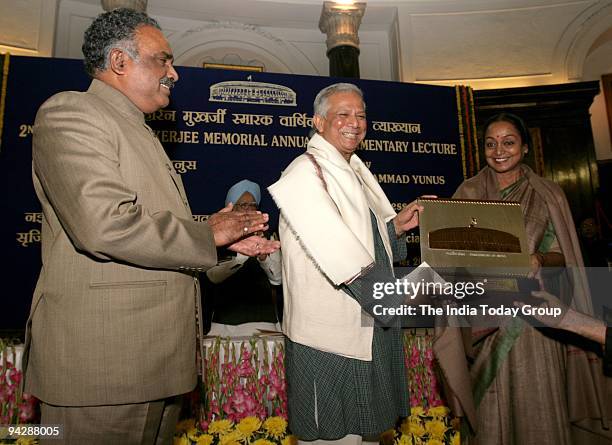 Acharya, Prof. Muhammad Yunus and Meira kumar at the parliament on the occassion of Prof. Hiren Mukherjee Memorial lecture which was presented by...
