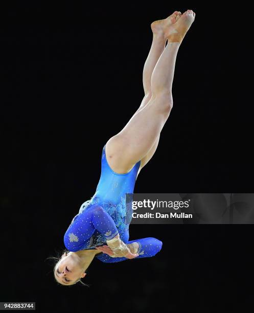 Elsabeth Black of Canada competes in the floor exercise in the Women's Individual All-Around Final during Gymnastics on day three of the Gold Coast...