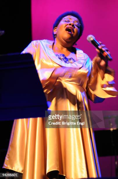 Sibongile Khumalo of Soul Noel performs on stage at the Queen Elizabeth Hall on December 11, 2009 in London, England.