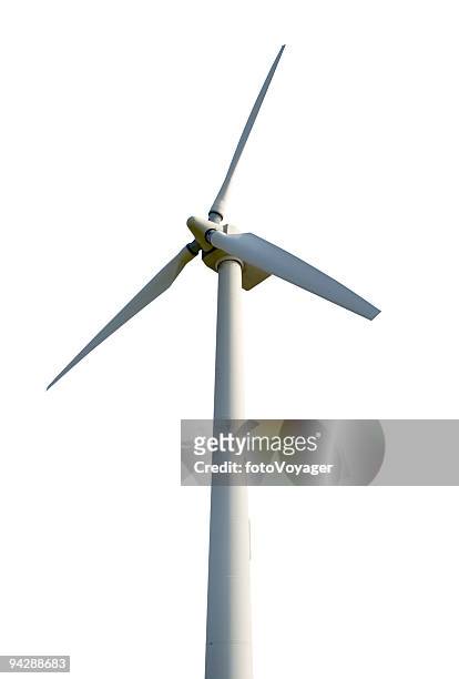 wind turbine isolated on white background - windmill stock pictures, royalty-free photos & images