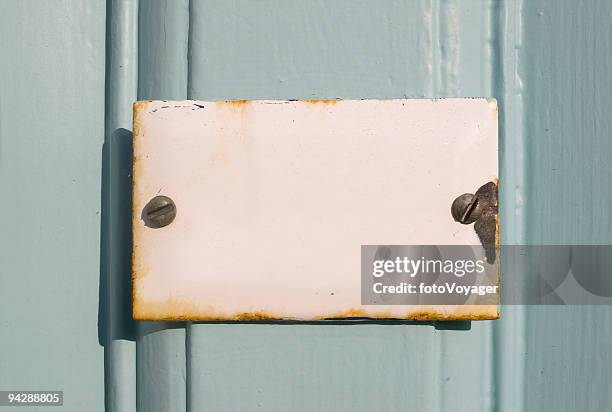 antique blank enamel sign - enamel stockfoto's en -beelden