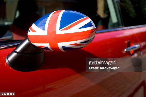 british flag on car wing mirror - union jack car stock pictures, royalty-free photos & images