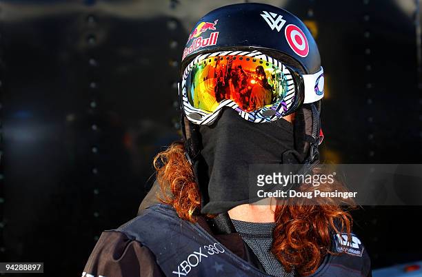 Shaun White of the USA looks on after taking a run in the US Snowboarding Grand Prix Men's Qualifier on the Main Vein Half Pipe on December 11, 2009...