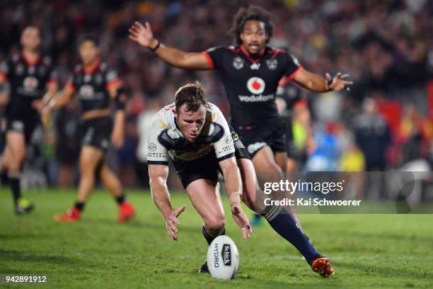 Gavin Cooper of the Cowboys in action during the round five NRL match between the New Zealand Warriors and the North Queensland Cowboys at Mt Smart...