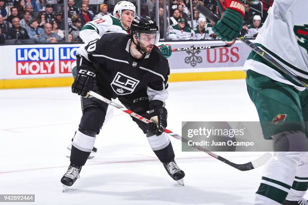 Tobias Rieder of the Los Angeles Kings skates on ice during a game against the Minnesota Wild at STAPLES Center on April 5, 2018 in Los Angeles,...