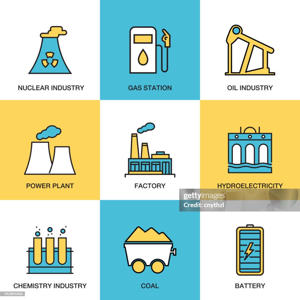 Heavy and Power Industry Icon Set