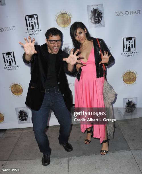 Nicholas Tana and Denise Acosta arrive for the Premiere Of "Blood Feast" held at Ahrya Fine Arts Theater on April 6, 2018 in Beverly Hills,...