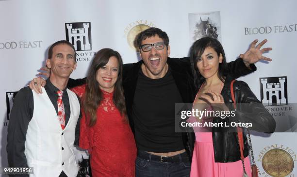 Actor Gregory Blair and actress Tiffani Brooke Fest, Nicholas Tana and Denise Acosta arrive for the Premiere Of "Blood Feast" held at Ahrya Fine Arts...