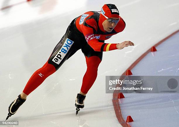 Claudia Pechstein of Germany skates the 3000m during the day 1 of the ISU World Cup Speedskating Championships at the Utah Olympic Oval on December...