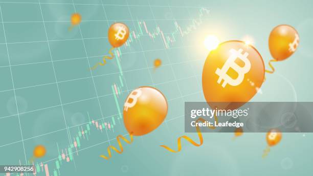 cryptocurrency concept [balloons in the sky and chart] - ico stock illustrations