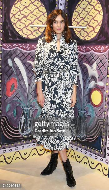 Alexa Chung attends the promotional event for ALEXACHUNG Virginia Collection at Isetan Shinjuku Department Store on April 7, 2018 in Tokyo, Japan.