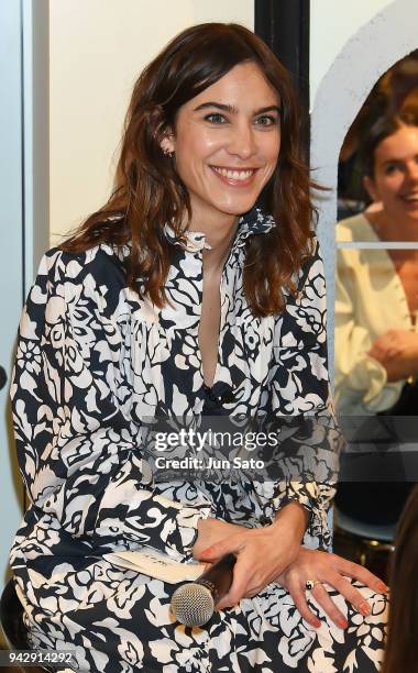 Alexa Chung attends the promotional event for ALEXACHUNG Virginia Collection at Isetan Shinjuku Department Store on April 7, 2018 in Tokyo, Japan.