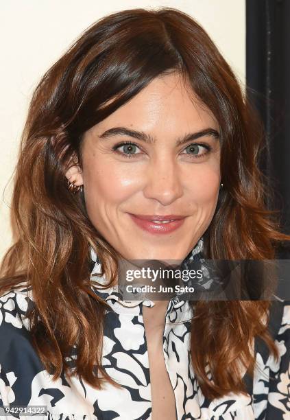 Alexa Chung attends the promotional event for ALEXACHUNG Virginia Collection at Isetan Shinjuku Department Store on April 7, 2018 in Tokyo, Japan.