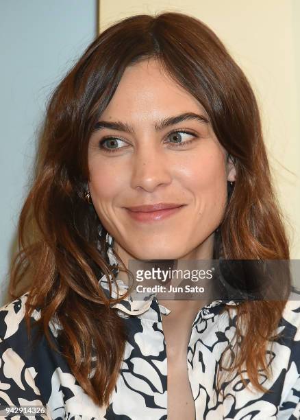Alexa Chung attends the promotional event for ALEXACHUNG Virginia Collection at Isetan Shinjuku Department Store on April 7, 2018 in Tokyo, Japan.
