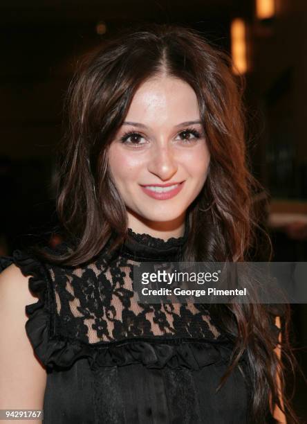 Actress Melanie Papalia attends the AMEX Exclusive Gala Screening of the movie "The Imaginarium of Doctor Parnassus" at The Carlu on December 11,...
