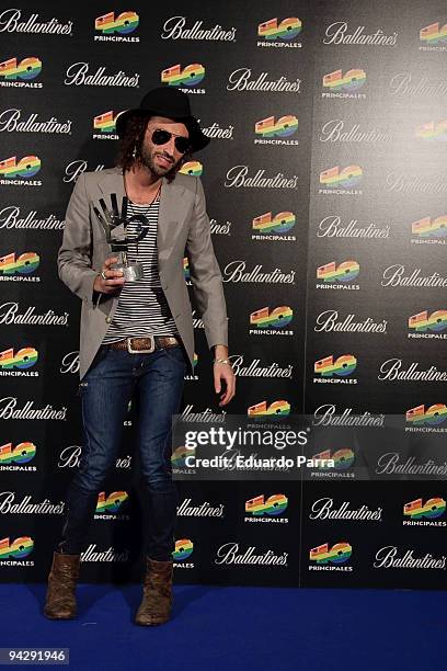 Jose Micguel Conejo from spanish band Pereza attend 40 Principales Awards winners and performers photocall at Sports Palace on December 11, 2009 in...