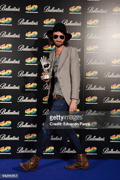 Jose Micguel Conejo from spanish band Pereza attend 40 Principales Awards winners and performers photocall at Sports Palace on December 11, 2009 in...