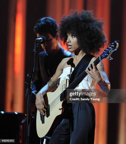 Esperanza Spalding performs during the Nobel Peace Prize Concert at Oslo Spektrum on December 11, 2009 in Oslo, Norway.