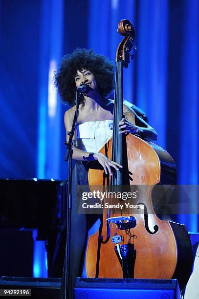 Esperanza Spalding performs during the Nobel Peace Prize Concert at Oslo Spektrum on December 11, 2009 in Oslo, Norway.