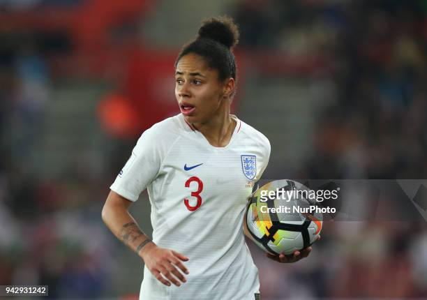 Demi Stokes of England Women during 2019 FIFA Women's World Cup Group 1 qualifier match between England and Wales at St.Mary's, Southampton FC...