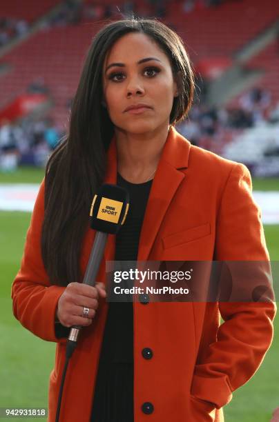 Alex Scott Ex England player during 2019 FIFA Women's World Cup Group 1 qualifier match between England and Wales at St.Mary's, Southampton FC...