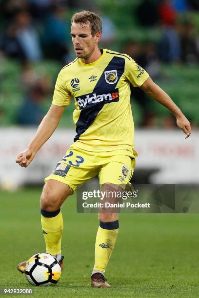 Wout Brama of Central Coast Mariners passes the ball during the round 26 A-League match between Melbourne City and the Central Coast Mariners at AAMI...