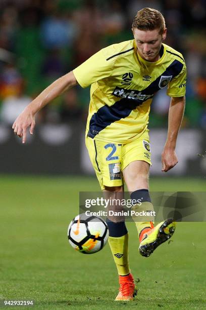 Storm Roux of Central Coast Mariners passes the ball during the round 26 A-League match between Melbourne City and the Central Coast Mariners at AAMI...