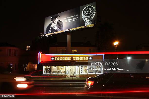 Heuer watch billboard with an image of golf legend Tiger Woods is shown on December 11, 2009 in Los Angeles, California. Woods announced that he will...