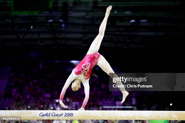 Farah Ann ABDUL HADI competes in the Women's Individual All-Around Final Artistic Gymnastics on April 7, 2018 in Gold Coast, Australia. PHOTOGRAPH BY...