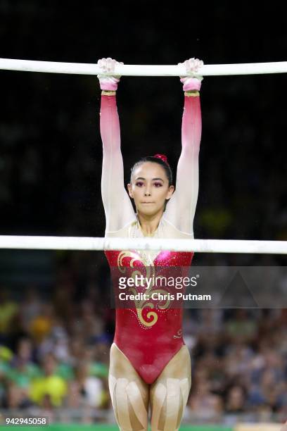 Farah Ann ABDUL HADI competes in the Women's Individual All-Around Final Artistic Gymnastics on April 7, 2018 in Gold Coast, Australia. PHOTOGRAPH BY...