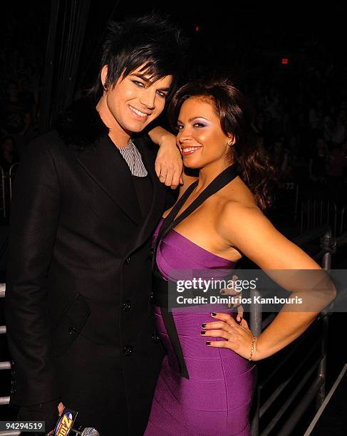 Adam Lambert and Z-100 DJ Carolina Bermudez attends Z100's Jingle Ball 2009 presented by H&M at Madison Square Garden on December 11, 2009 in New...