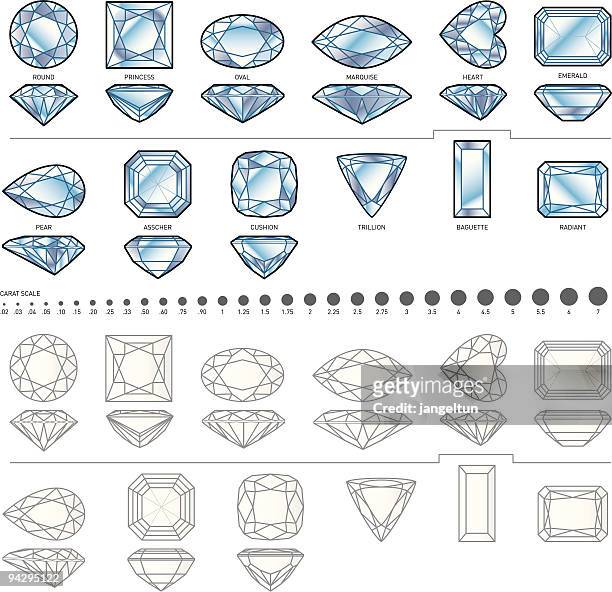 twelve diamond shapes - diamond gemstone stock illustrations
