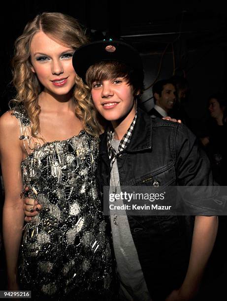 Taylor Swift and Justin Bieber attend Z100's Jingle Ball 2009 presented by H&M at Madison Square Garden on December 11, 2009 in New York City.