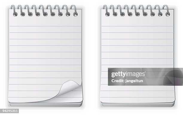 two vector set lined paper note pads - spiral binding stock illustrations