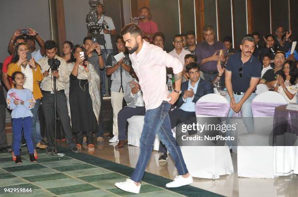 India Cricket Team Captain Virat Kohli during Boria Majumder write Book launch Eleven Gods and a Billion Indian on April 07,2018 in Kolkata,India.