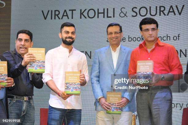 India Cricket Team Captain Virat Kohli and Former Captain Sourav Ganguly , Industrialist Sanjiv Goenka and Writer Boria Majumder during Boria...