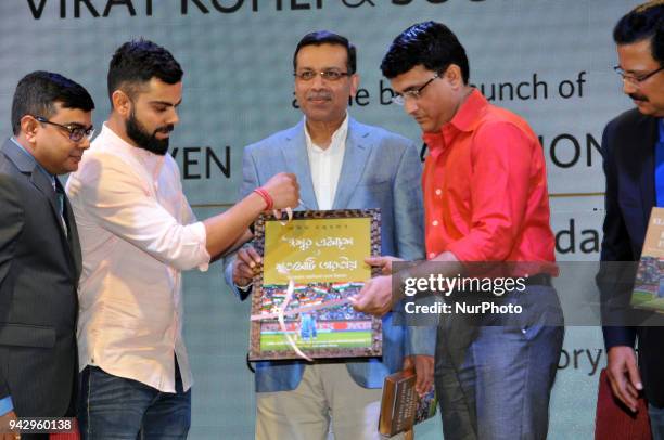 India Cricket Team Captain Virat Kohli and Former Captain Sourav Ganguly and Industrialist Sanjiv Goenka during Boria Majumder write Book launch...